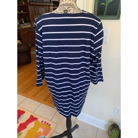 RALPH LAUREN Multicolor Striped V-Neck 3/4 Sleeve Tunic - Picture 2 of 7